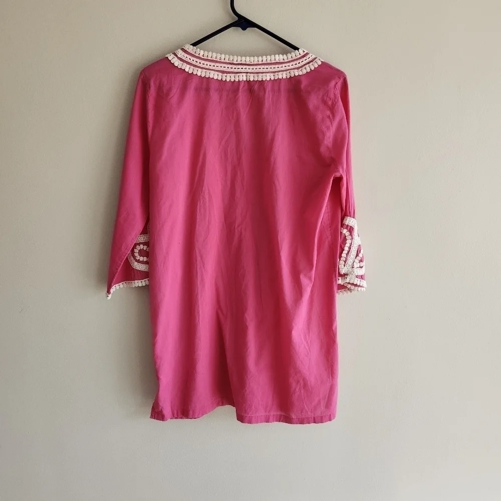 Pink Tunic with White Embroidery